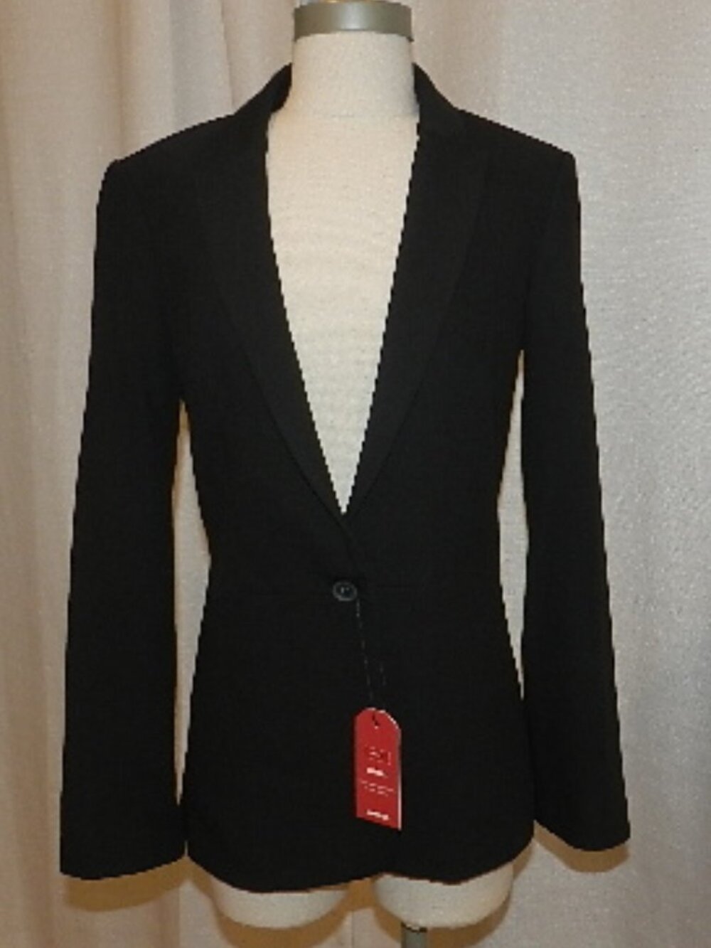 NWT Express Stretch + Extreme Black Women's 1 Button Blazer Suit Jacket Size 6